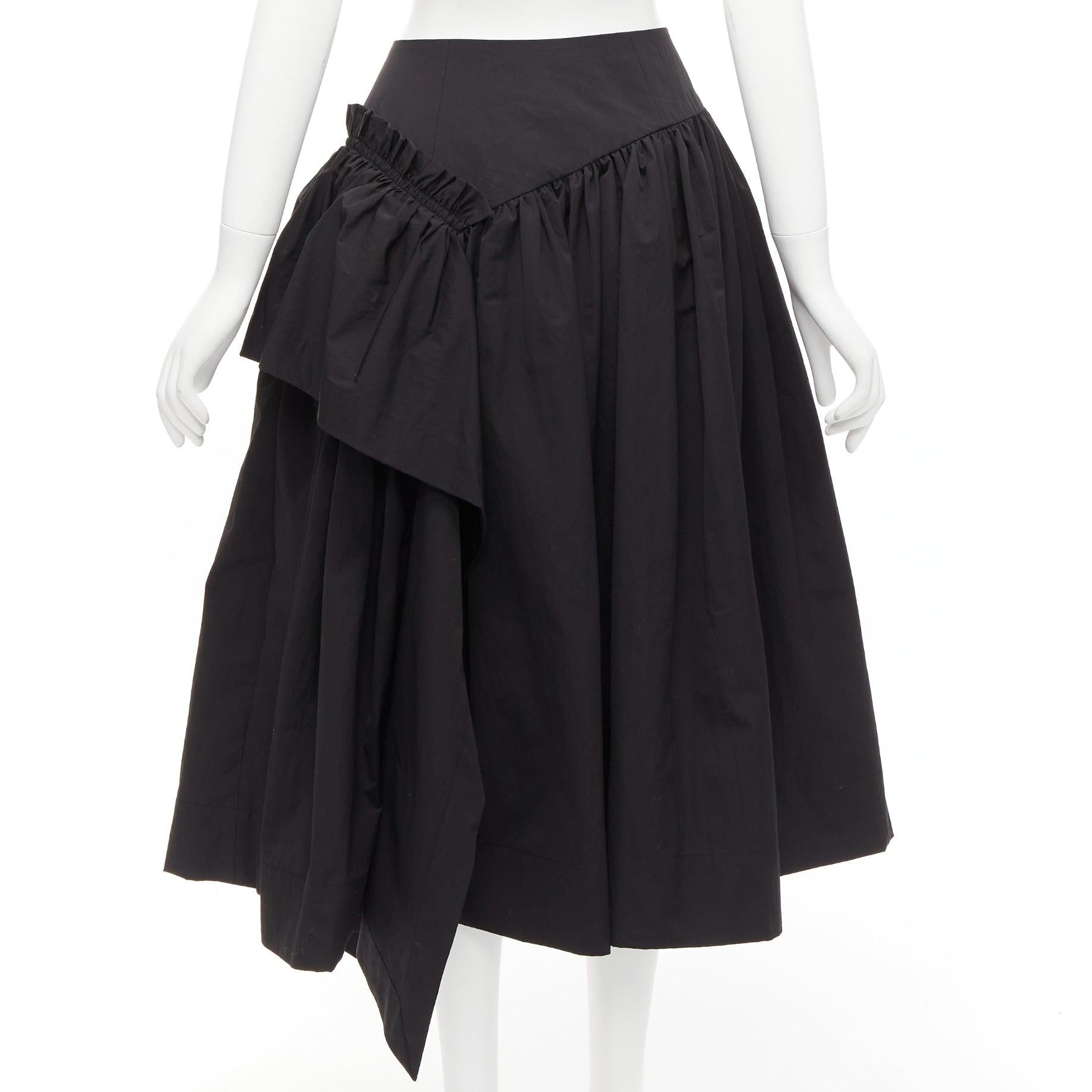 Women's MINJUKIM 2022 black polyester ruffle trim full skirt IT34 XS For Sale