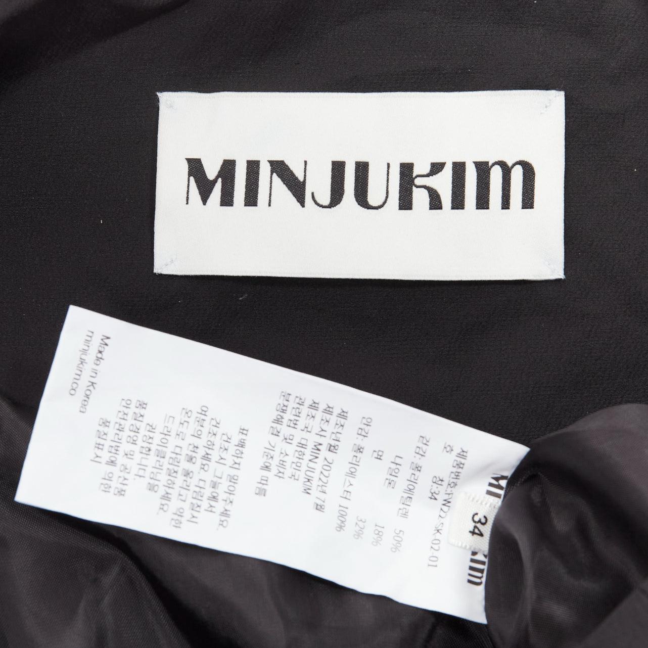 MINJUKIM 2022 black polyester ruffle trim full skirt IT34 XS For Sale 3