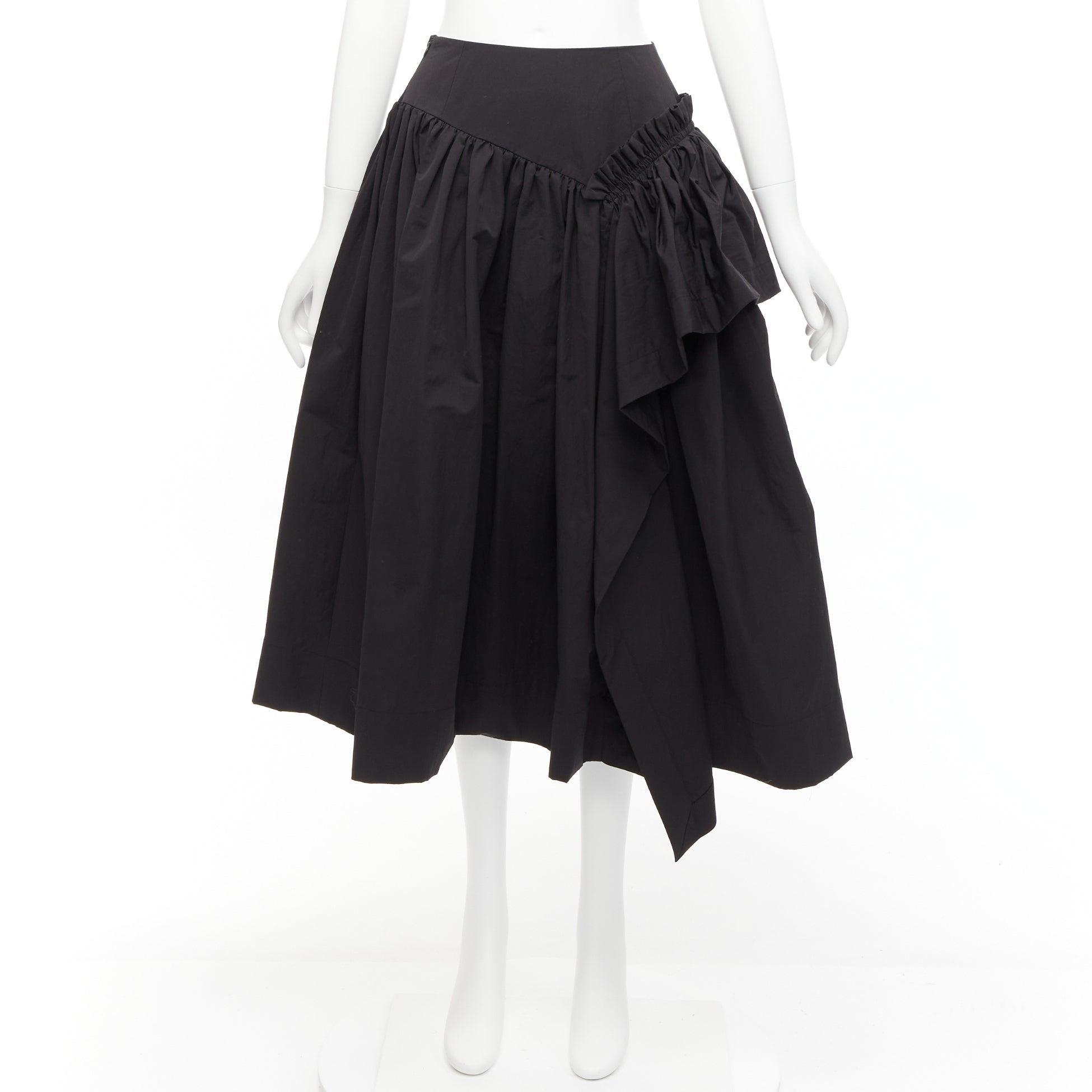 MINJUKIM 2022 black polyester ruffle trim full skirt IT34 XS For Sale 4