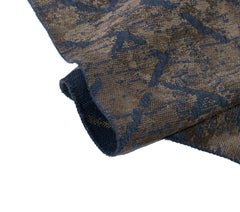 Alfombra Semiplana Suave de Lujo con Dibujo Abstracto Contemporáneo Marrón y Azul Visón