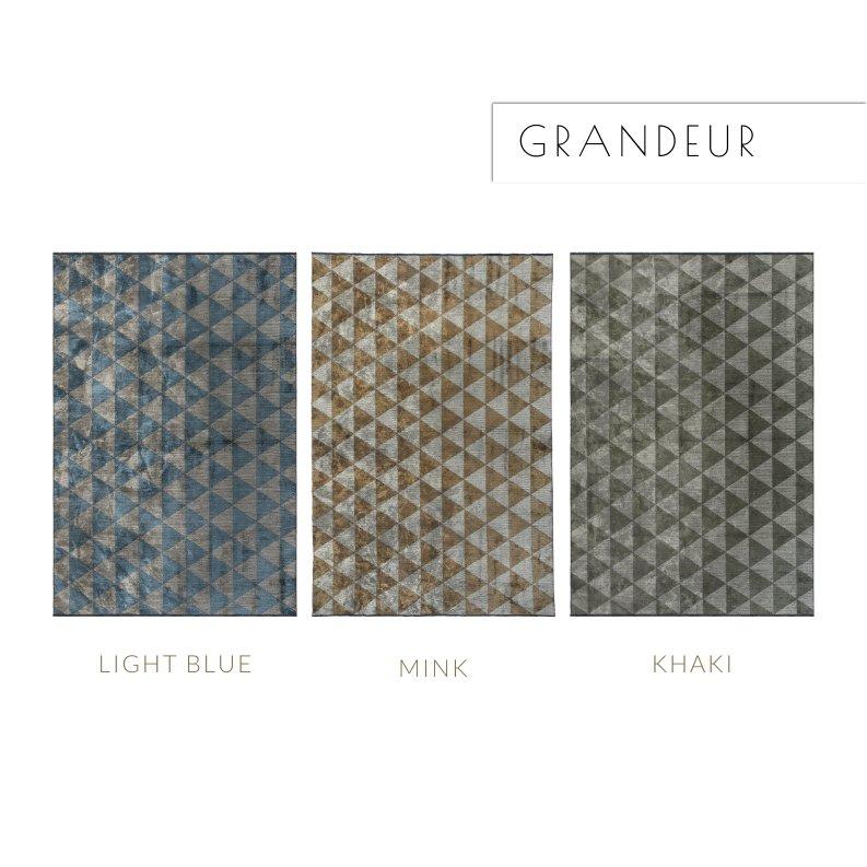 Zeitgenössischer, weicher Semi-Plüsch-Teppich in Nerzbraun und Blau mit abstraktem Muster im Angebot 13