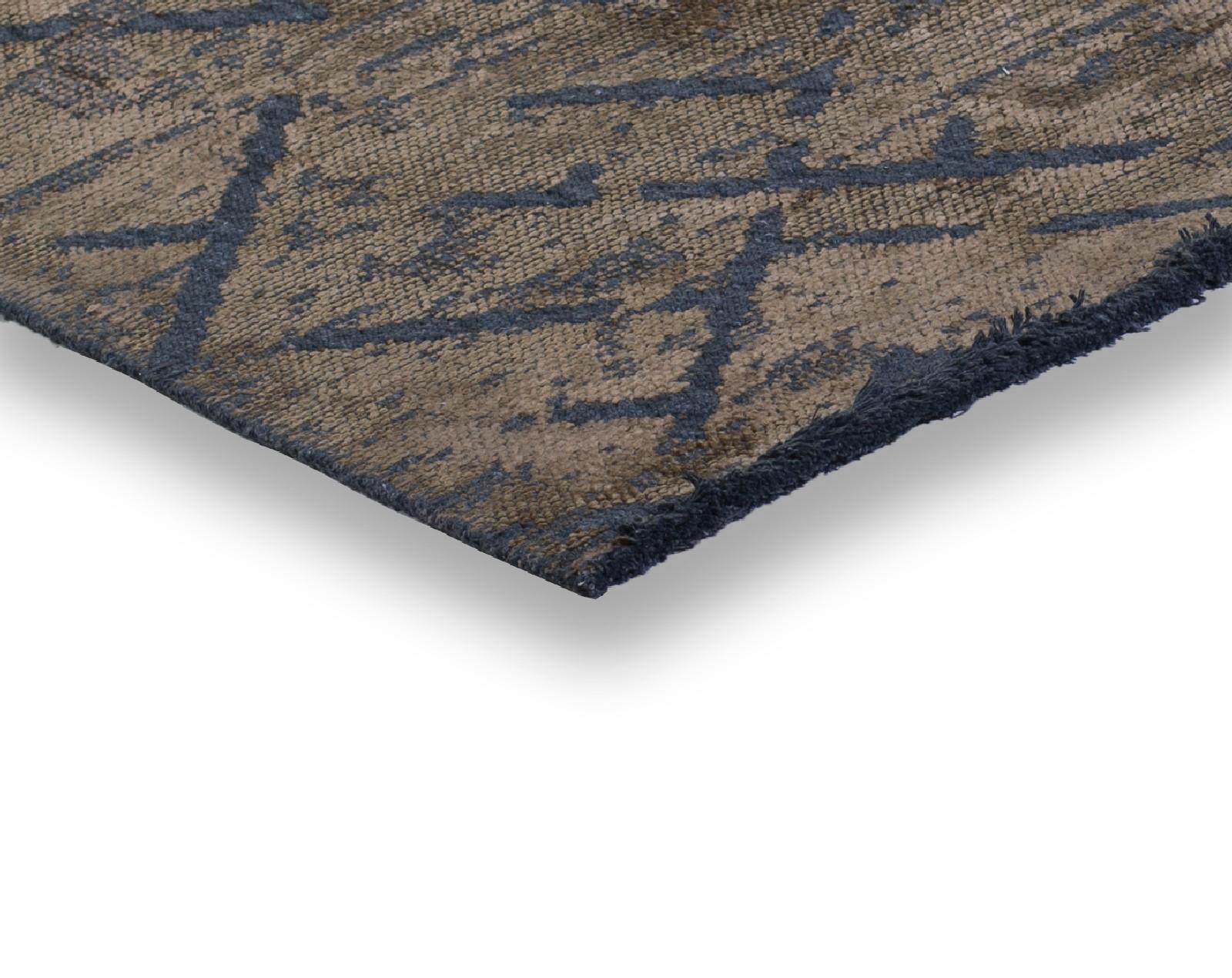 Turkish Mink Brown and Blue Contemporary Abstract Pattern Luxury Soft Semi-Plush Rug For Sale