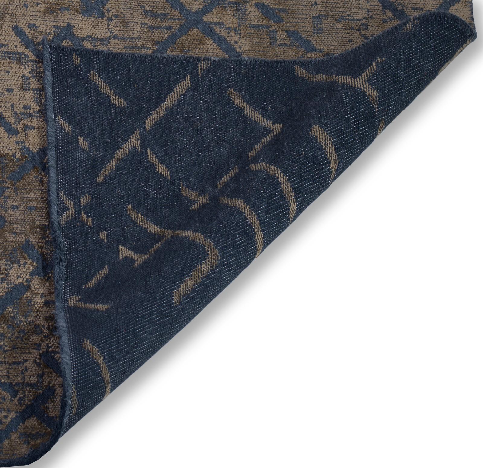 Machine-Made Mink Brown and Blue Contemporary Abstract Pattern Luxury Soft Semi-Plush Rug For Sale