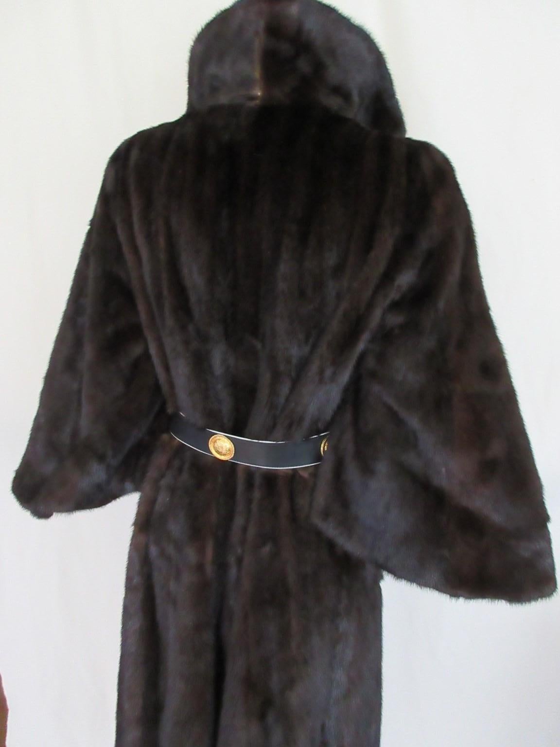 Black Mink Cape Style Fur Coat For Sale