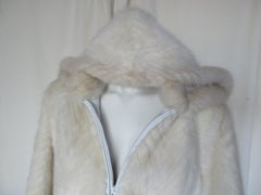 Mink Chevron Fur Bomber Jacket with Hood