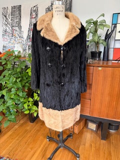 Mink Coat Vintage Fur Jacket Black & Cream Arnold Constanble