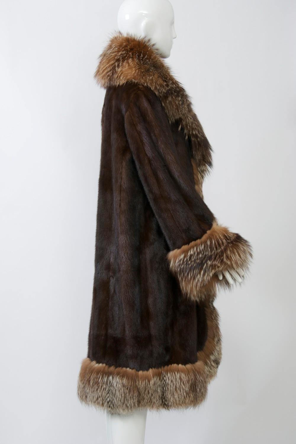 Black Mink Coat with Fox Trim