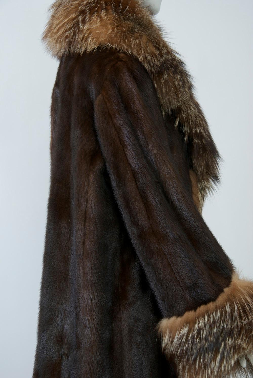 Mink Coat with Fox Trim In Excellent Condition In Alford, MA