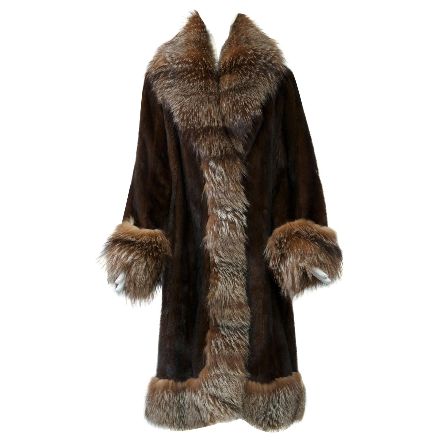 Mink Coat with Fox Trim