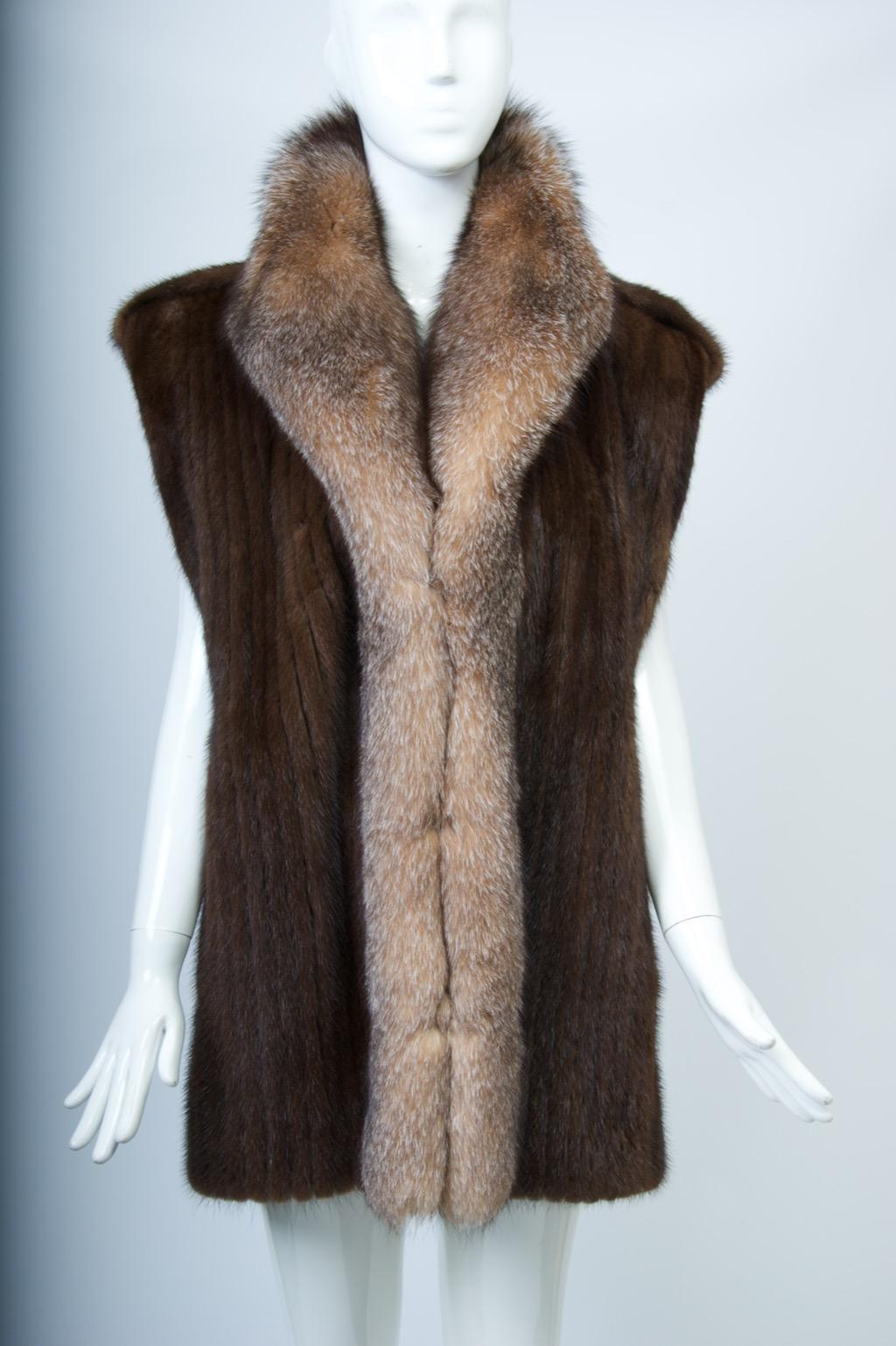 Nerz Cabrio Jacke/Weste mit Fuchsbesatz, Large im Angebot 5