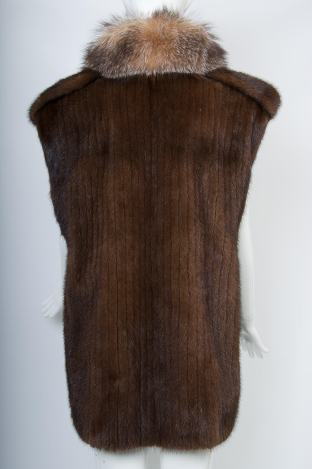 Nerz Cabrio Jacke/Weste mit Fuchsbesatz, Large im Angebot 7