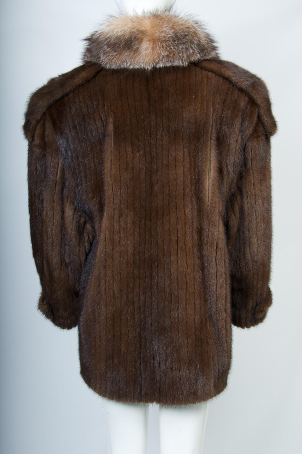 Nerz Cabrio Jacke/Weste mit Fuchsbesatz, Large Damen im Angebot