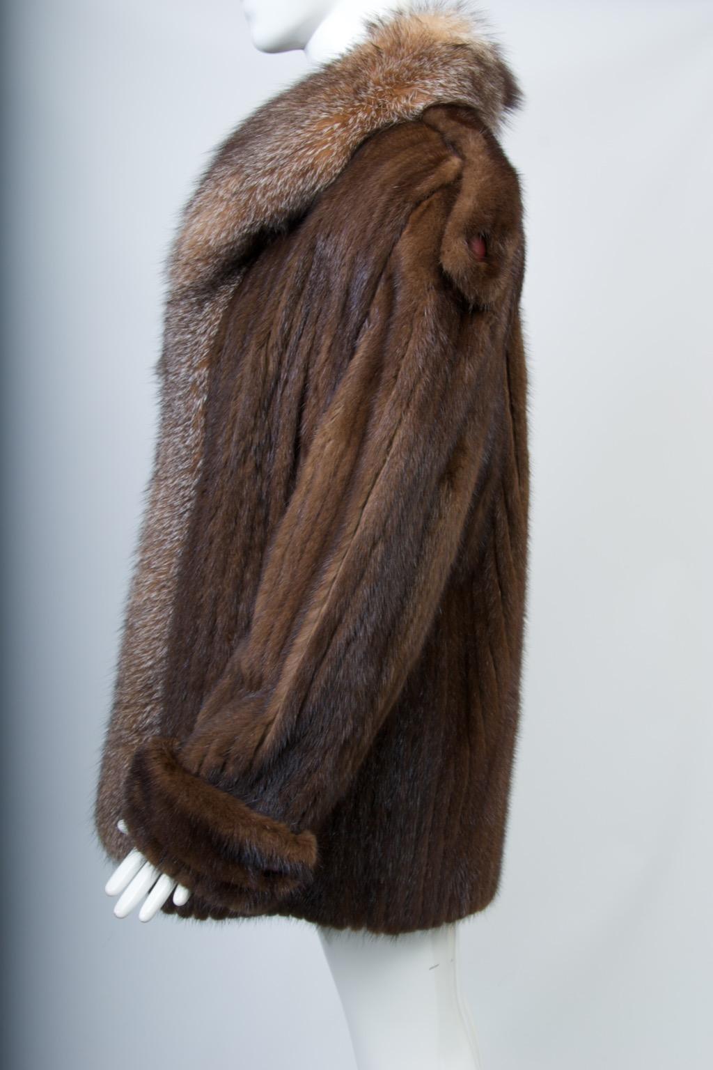 Nerz Cabrio Jacke/Weste mit Fuchsbesatz, Large im Angebot 2
