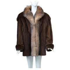 Mink Convertible Jacket/Vest with Fox Trim, Large