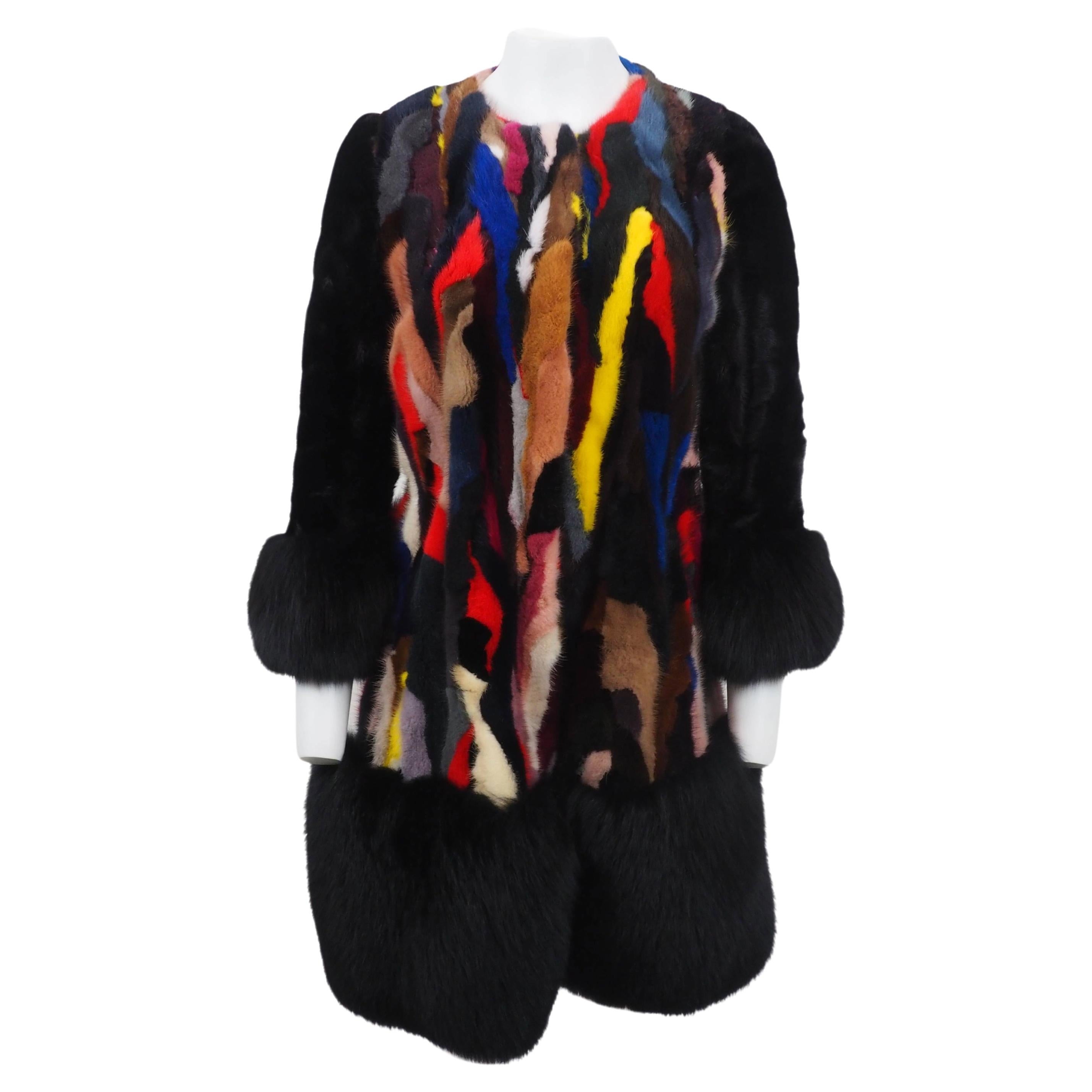 Mink Fox Fur Patchwork Black/Multicolor
