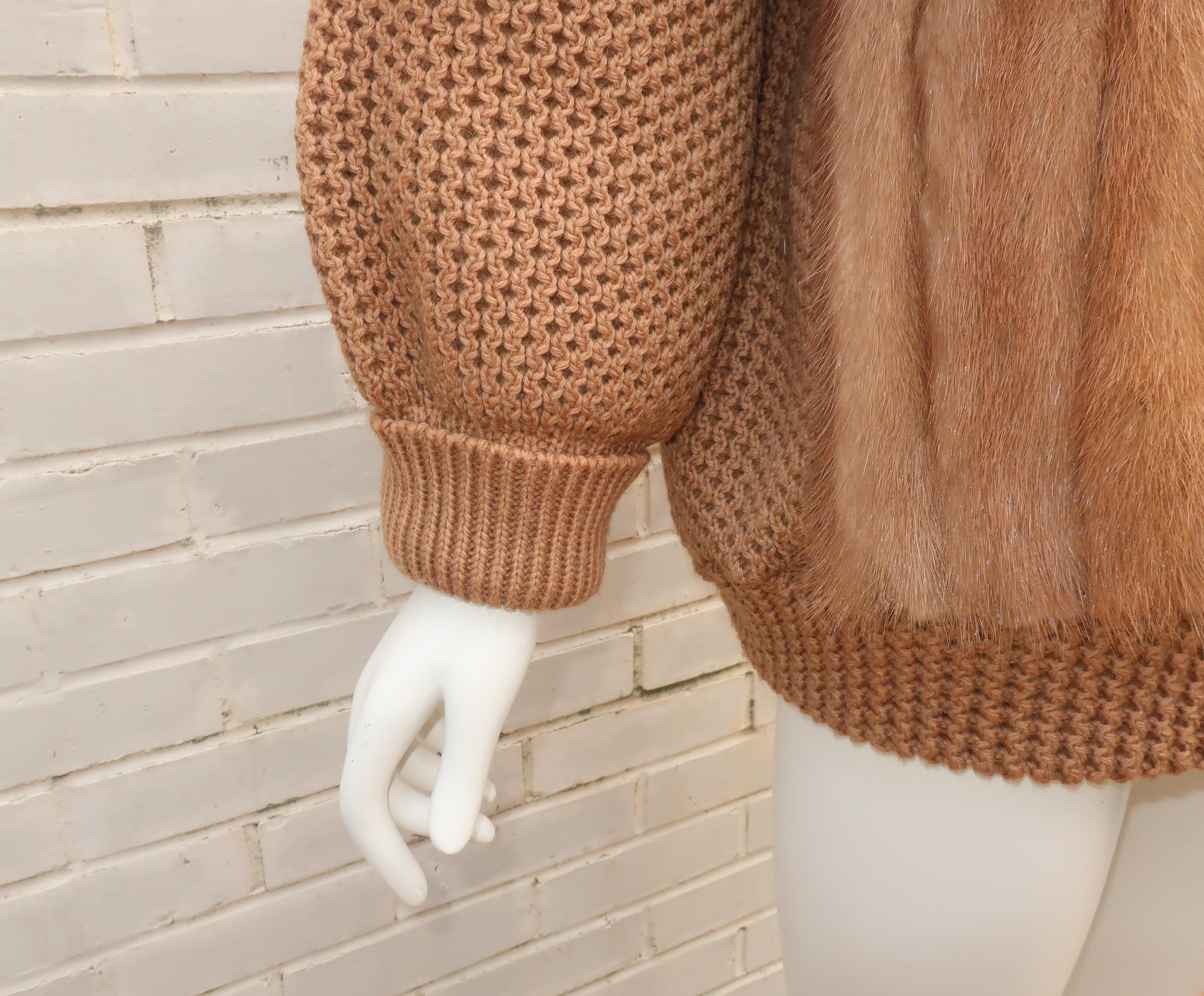 Mink Fur Cardigan Sweater Jacket, 1980’s 1