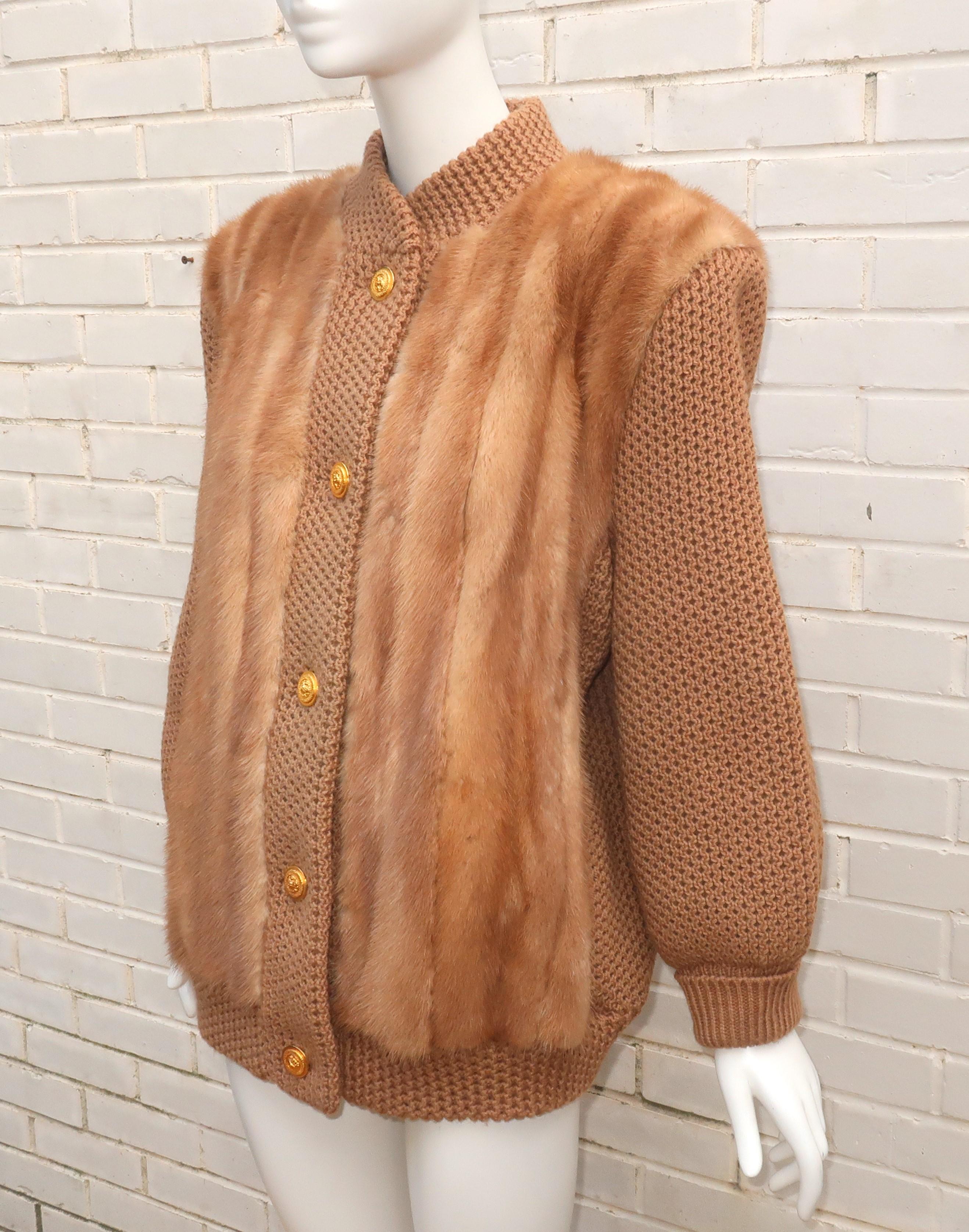 Mink Fur Cardigan Sweater Jacket, 1980’s 2