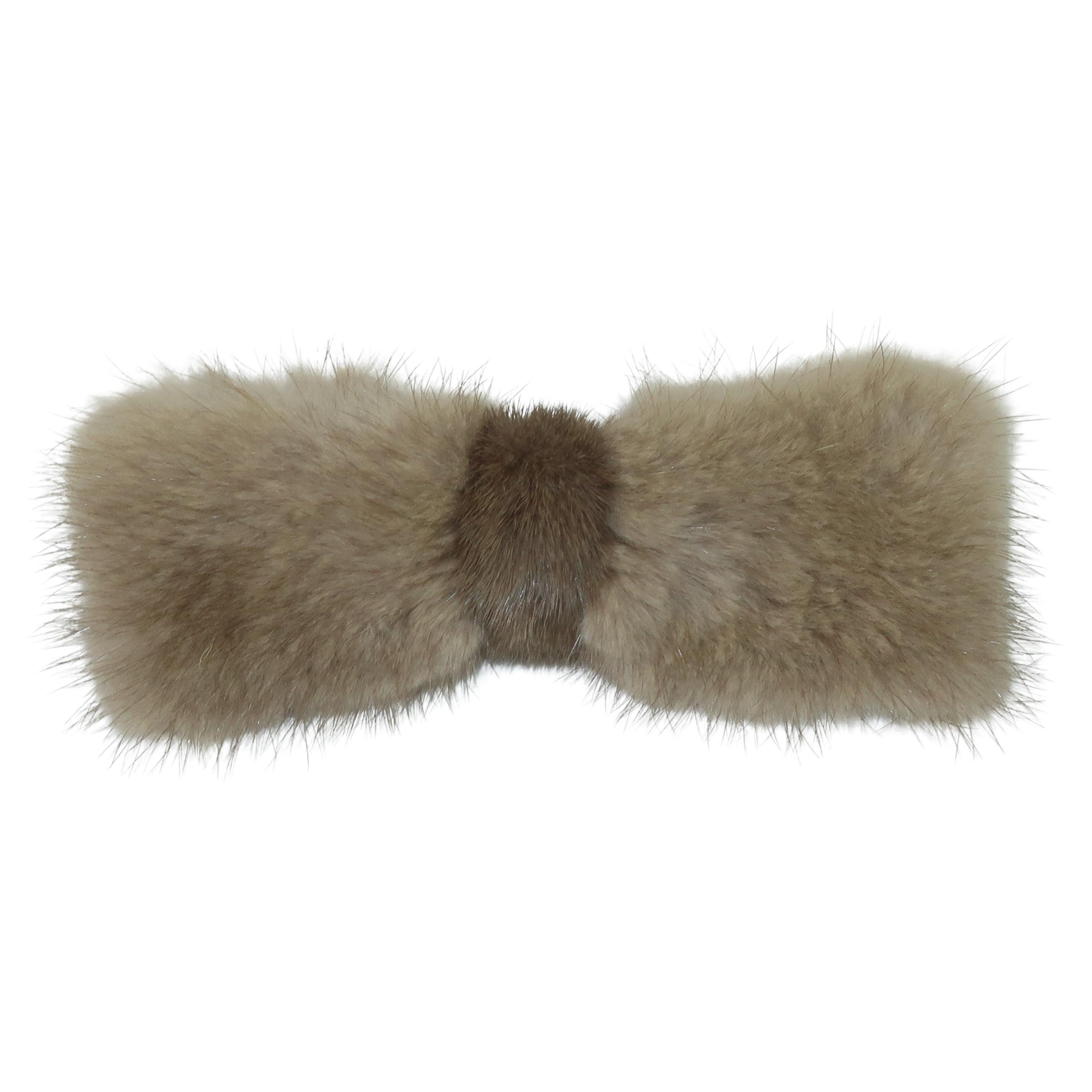 Mink Fur Clip On Bow Tie, 1960's For Sale