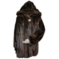 Used Mink fur coat with a hoodie size 20