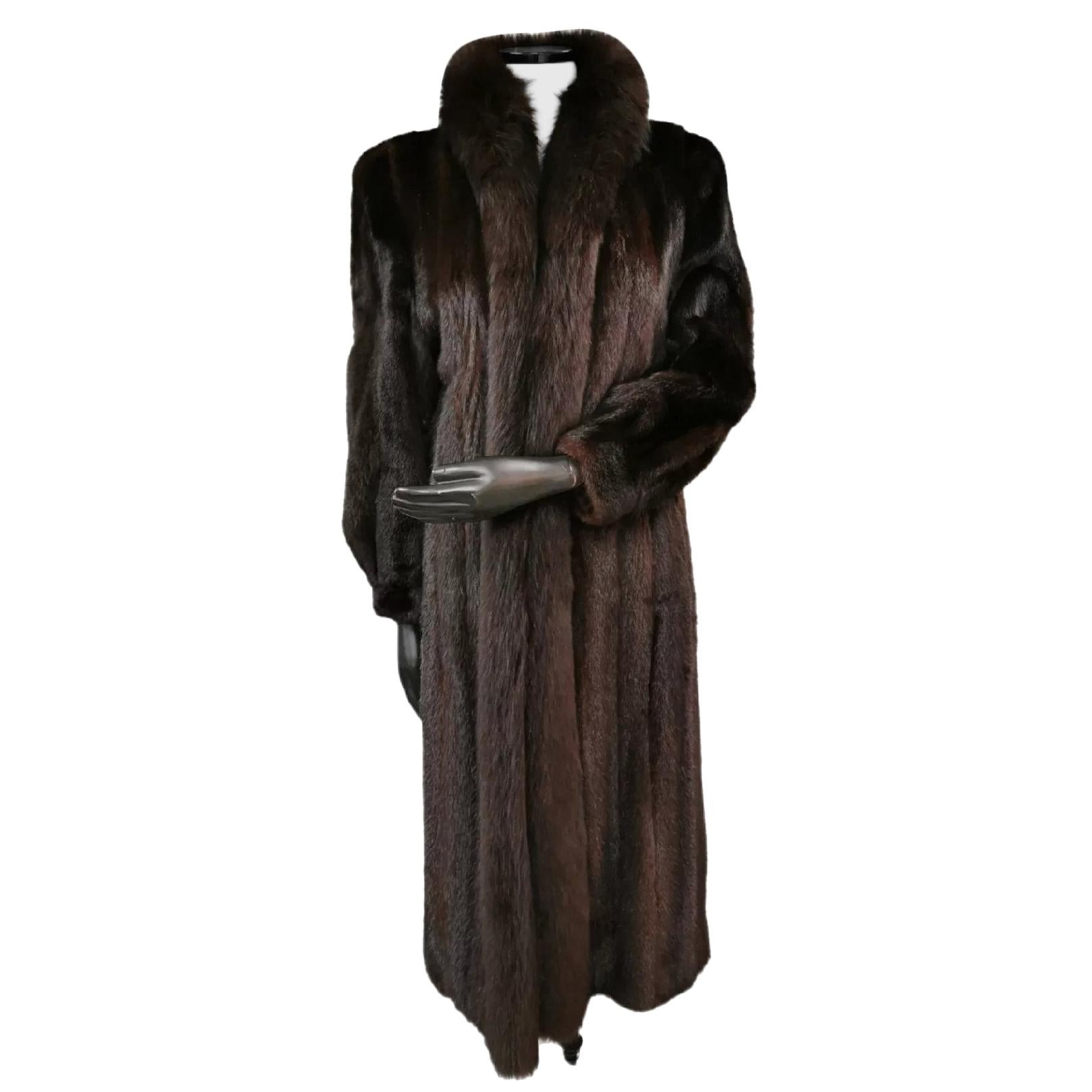Unused Mink Fur Coat With Dyed Fox Fur Trim (Size 10-12/M)