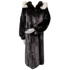 Used Mink fur coat with fox fur trim size 8