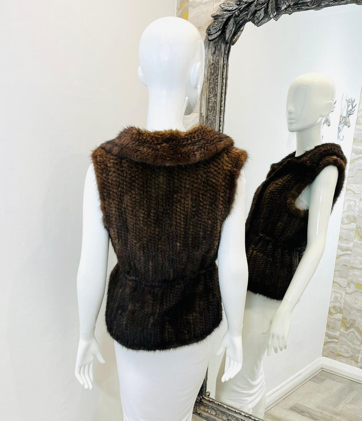 Women's Mink Fur Drawstring Detailed Gilet