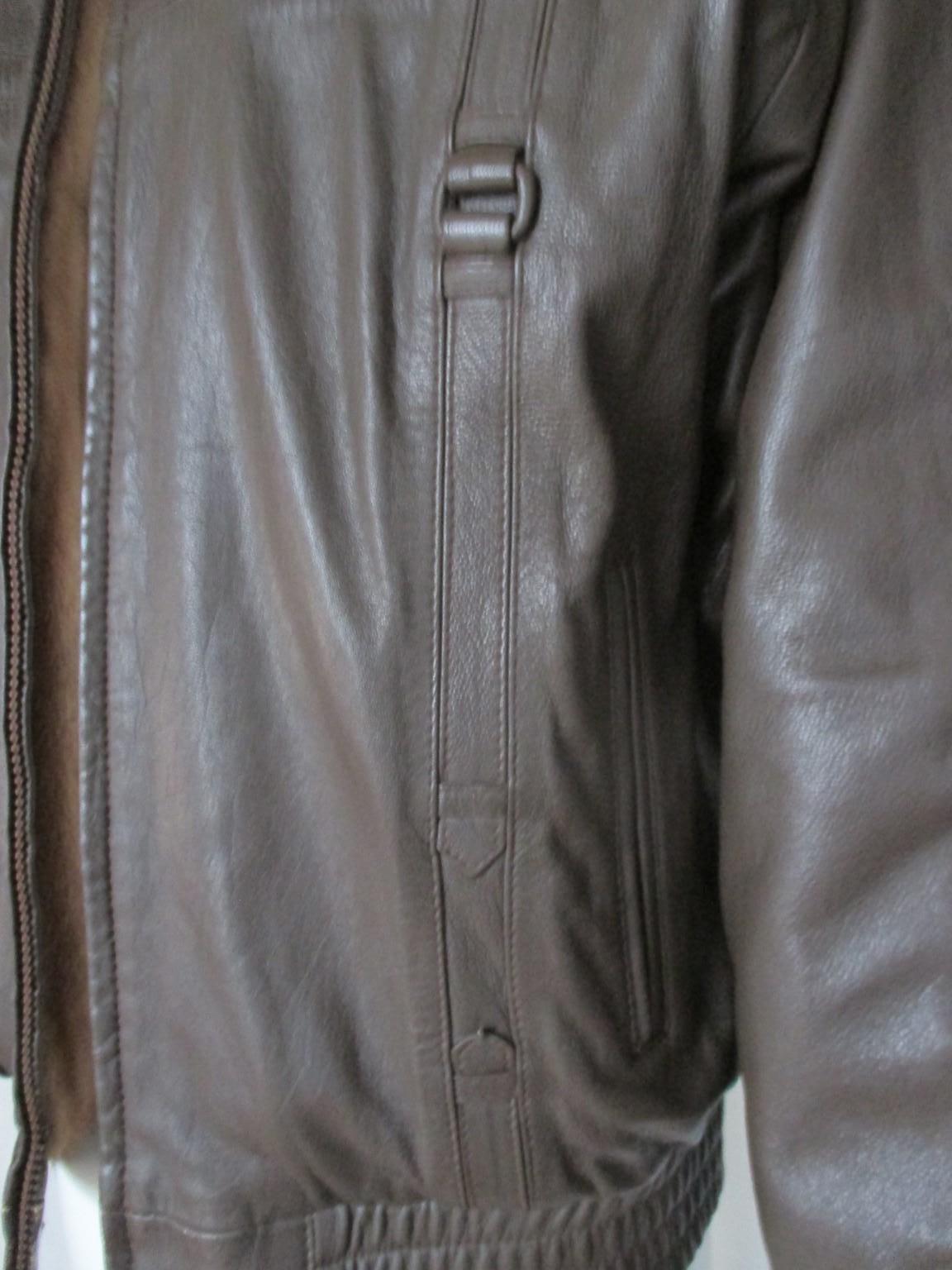 Mink Fur Leather Bomber Jacket Reversible In Good Condition In Amsterdam, NL