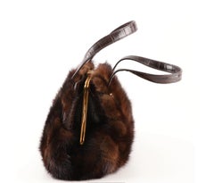 Real Mink Fur Goldplate Frame Handbag-Italian- Lungo del Firenze-Valentino style