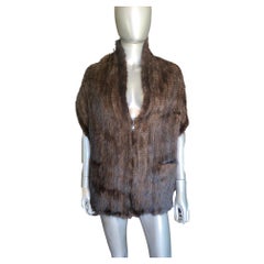 Mink Fur Modern Zip Front Vest by Poleci NWT One Size Fits All