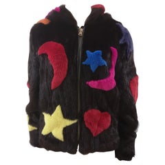 Used Mink fur multicoloured bomber jacket