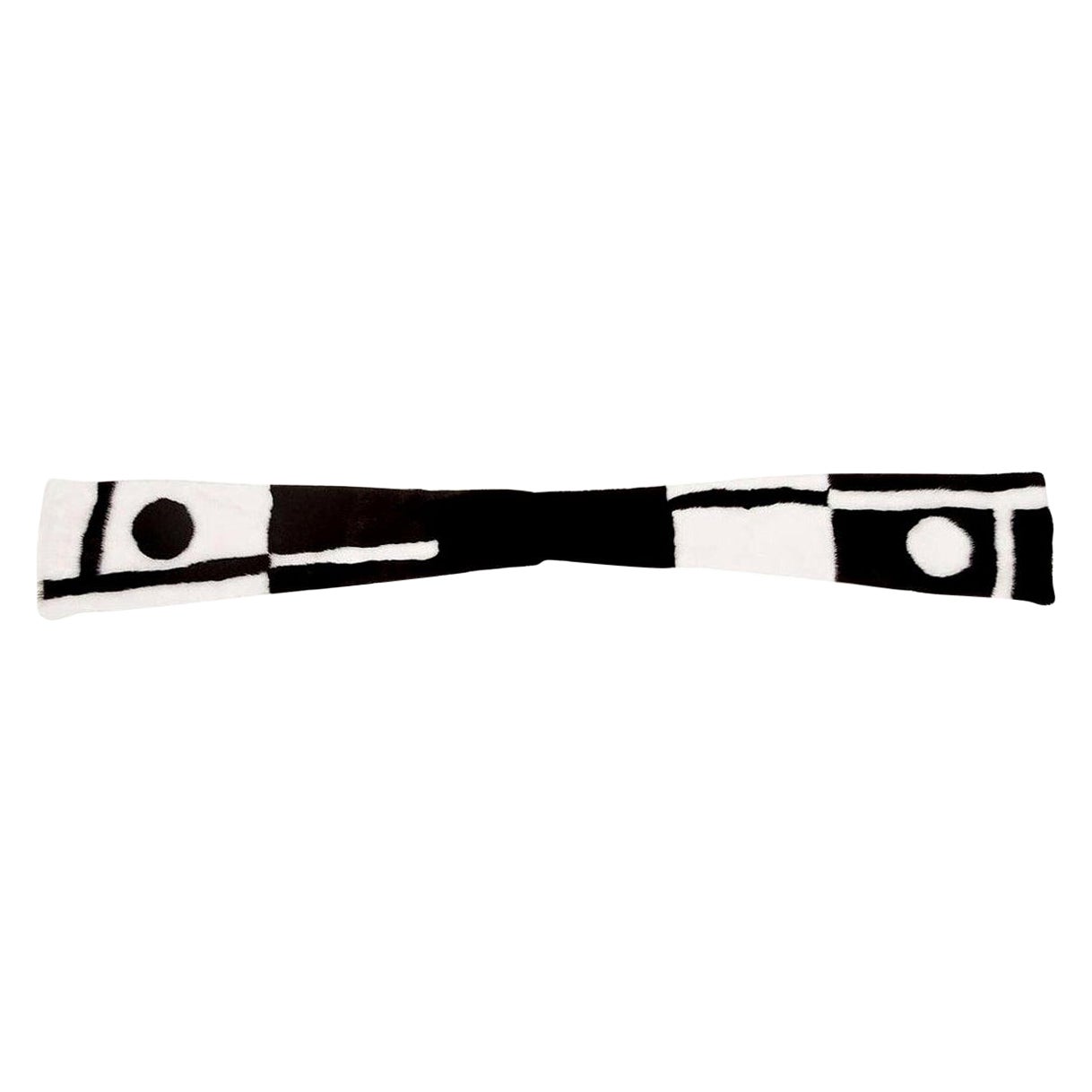 Écharpe chic en fourrure de vison, noire et blanche, style des années 1960, Area ID en vente