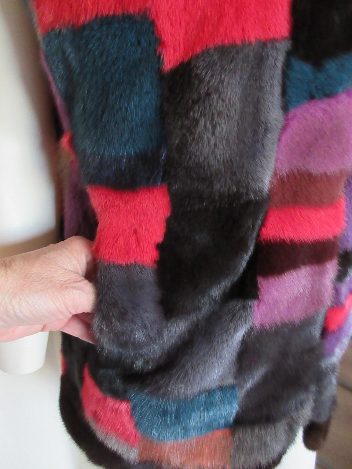 Women's or Men's Mink Fur Vest Color Blocking Sleeveless For Sale
