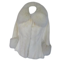 Mink Fur White Cape Stole Fox Fur