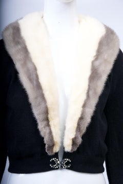 Mink-Trimmed Vintage Cashmere Cardigan
