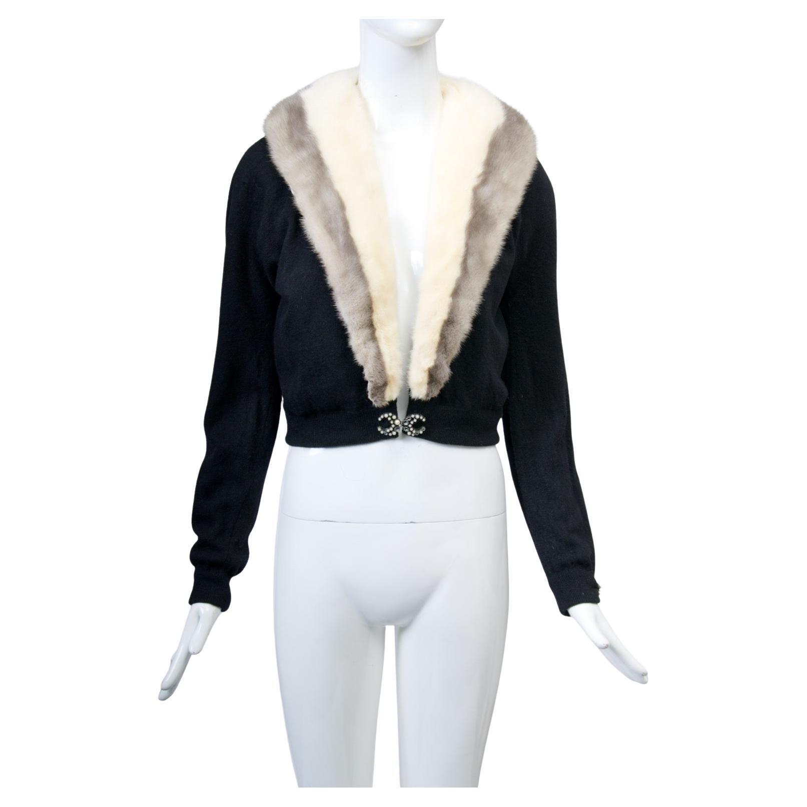 Mink-Trimmed Vintage Cashmere Cardigan