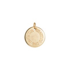 Personalized 9 Karat Yellow Gold and White Diamond Mantra Charm Disc