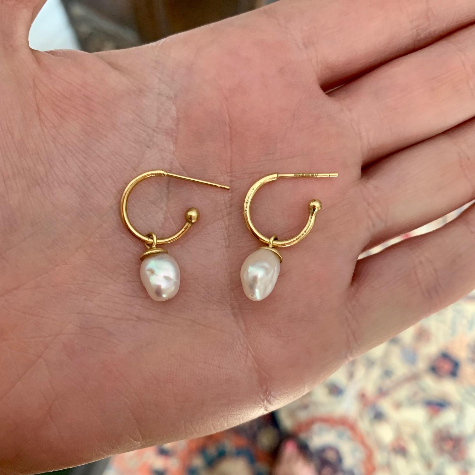 gold hoops with pearls