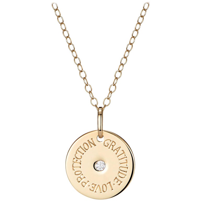Minka Jewels, 9 Karat Gold Protection Charm Necklace For Sale at 1stDibs | protection  necklaces, gold protection necklace, protection medallion necklace
