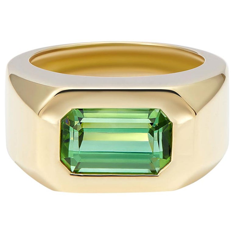 Minka Jewels, 18 Karat Yellow Gold, Green Tourmaline Ring at 1stDibs
