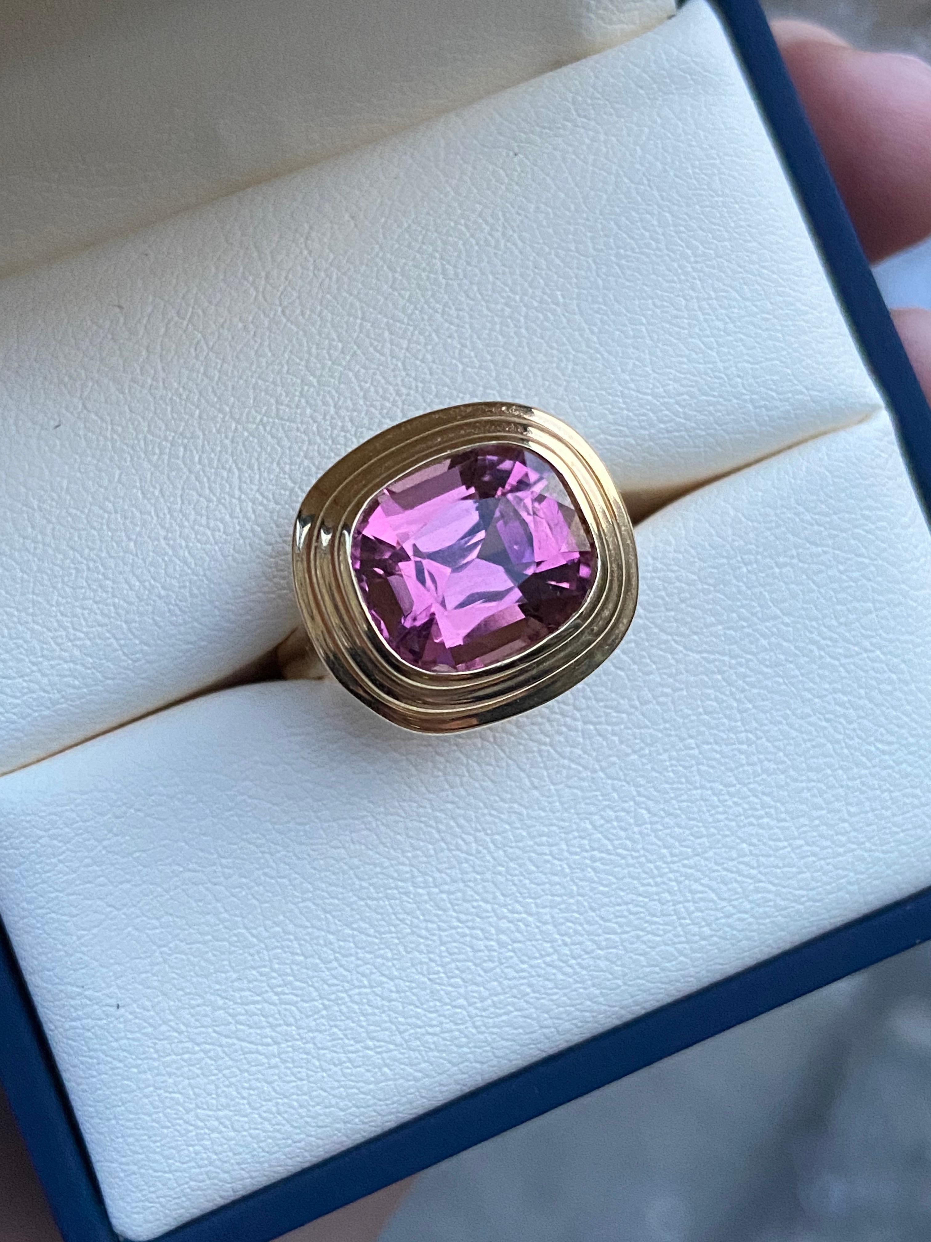 Contemporary Minka Jewels, 4.80 Carat Pink Tourmaline Athena Ring in 18 Karat Yellow Gold