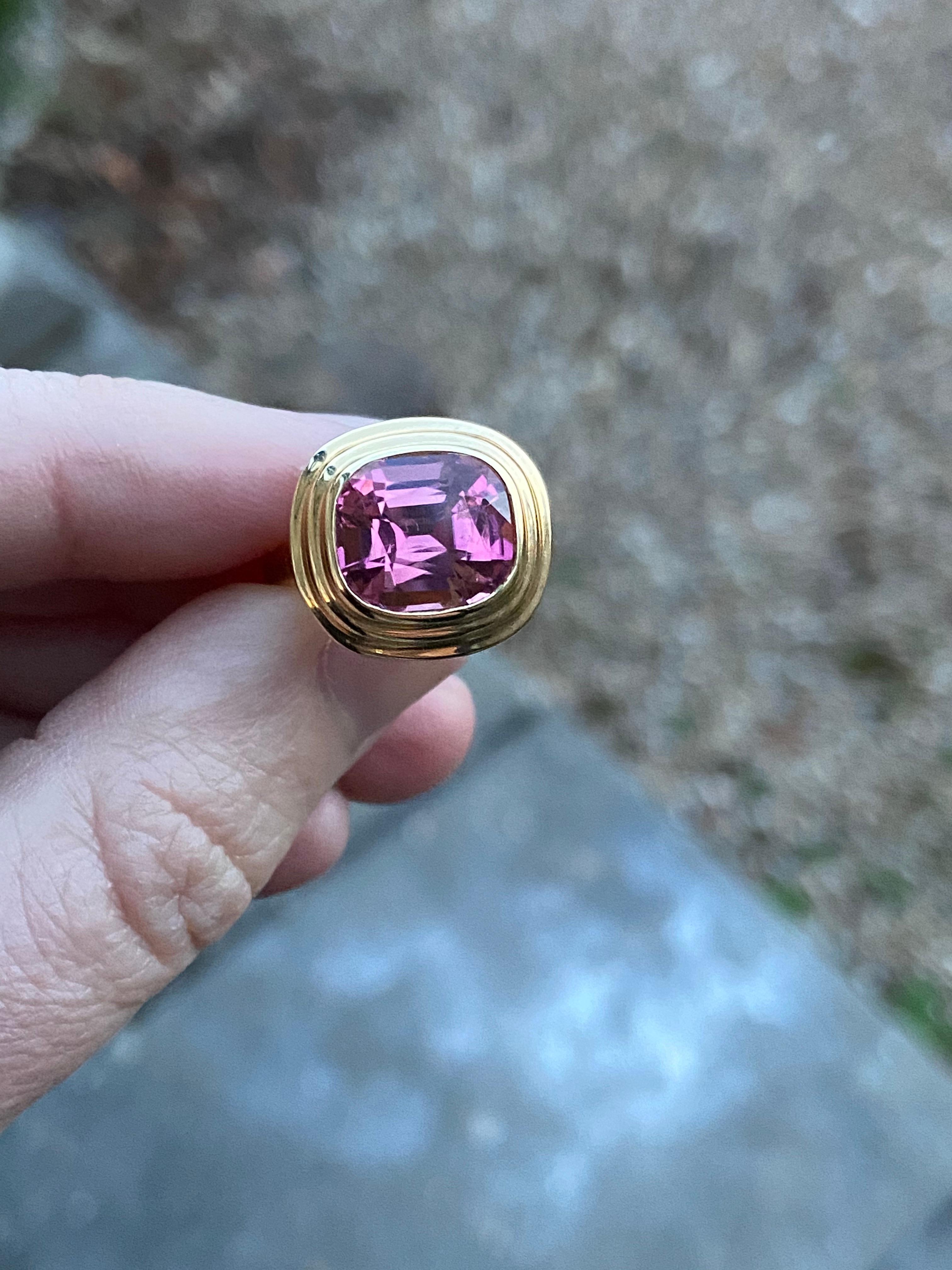 Women's or Men's Minka Jewels, 4.80 Carat Pink Tourmaline Athena Ring in 18 Karat Yellow Gold