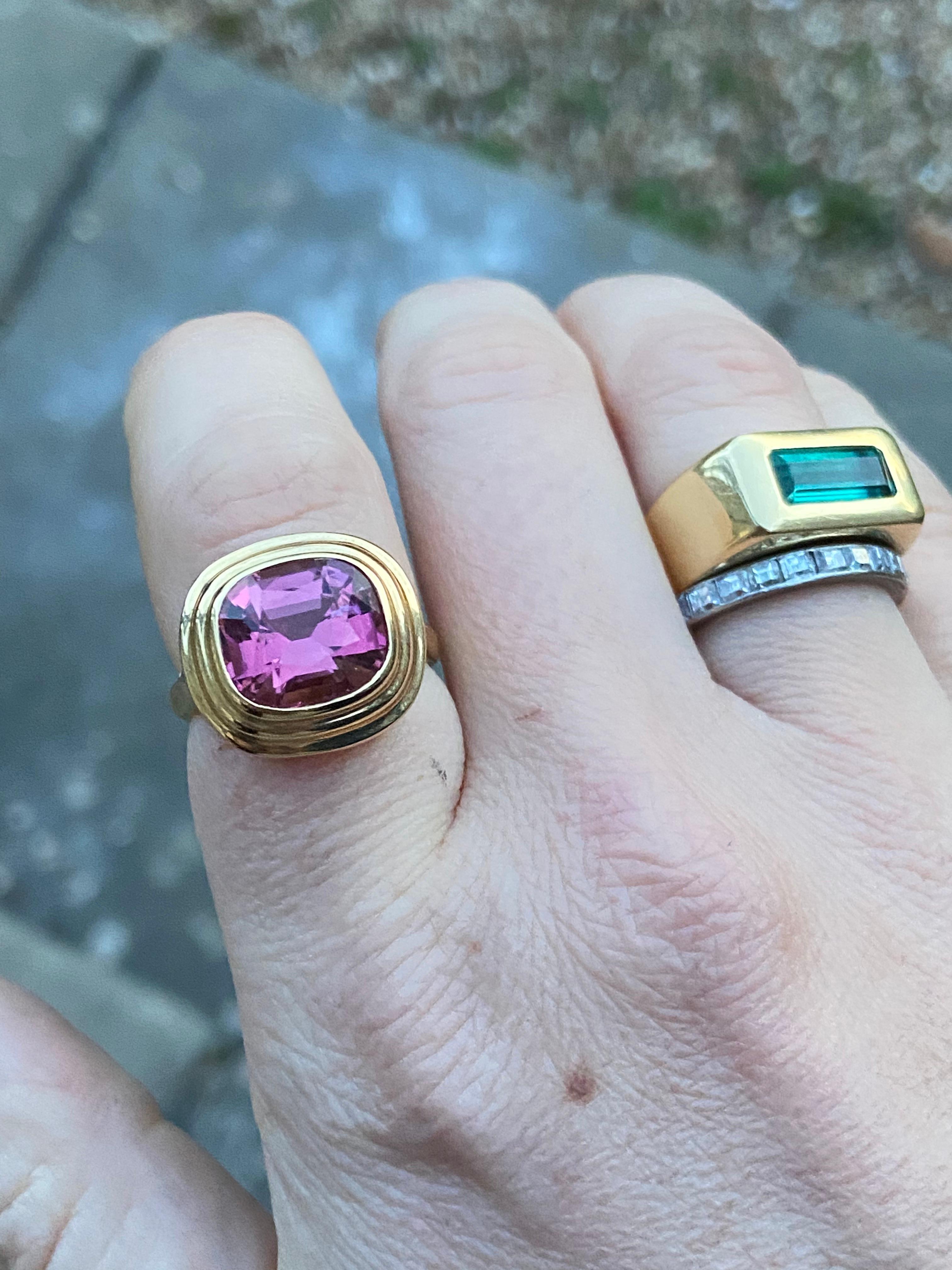 Minka Jewels, 4.80 Carat Pink Tourmaline Athena Ring in 18 Karat Yellow Gold 1
