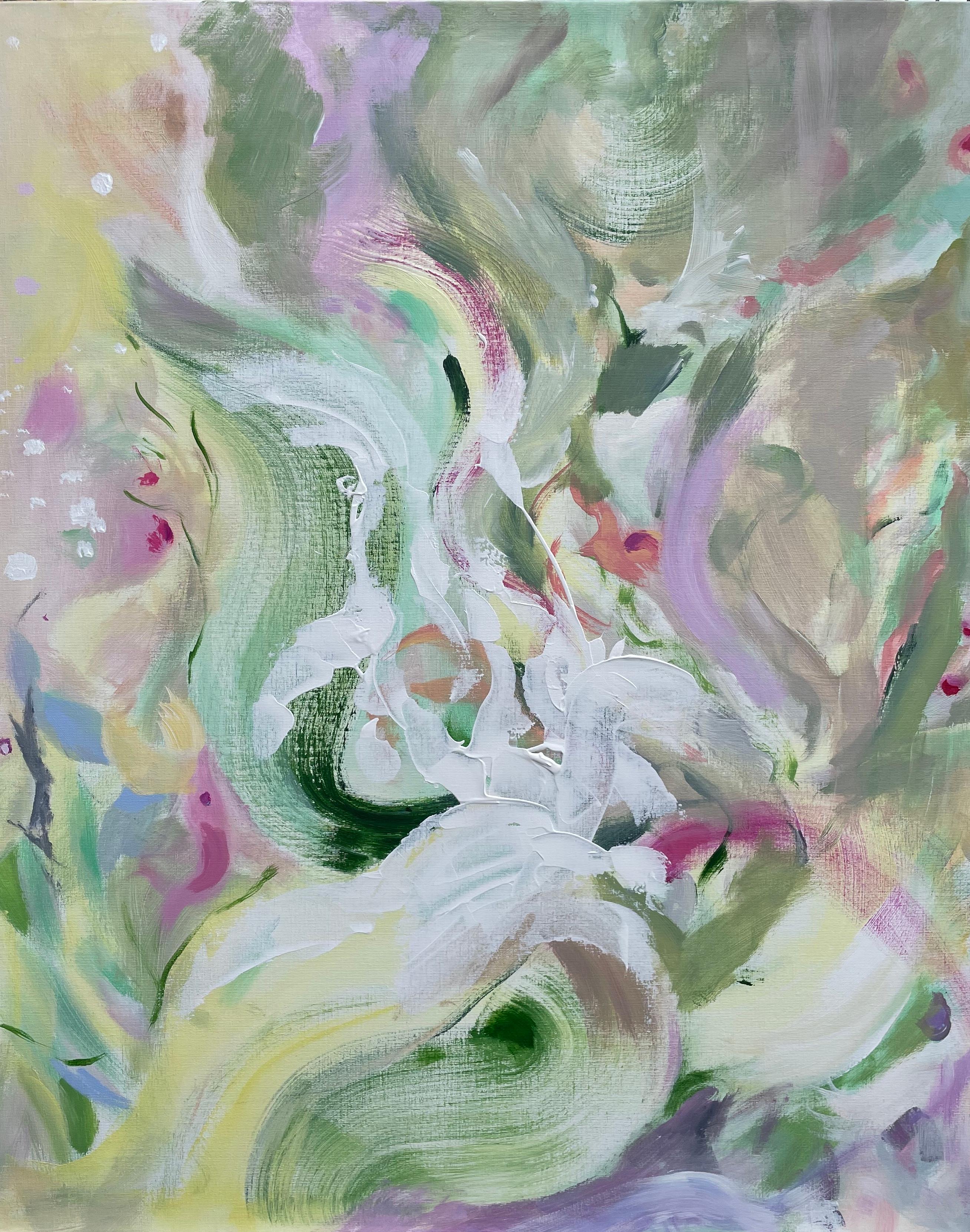 Desire II - peinture à l'huile acrylique florale originale - œuvre d'art abstraite moderne