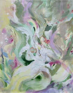 Desire II - peinture à l'huile acrylique florale originale - œuvre d'art abstraite moderne