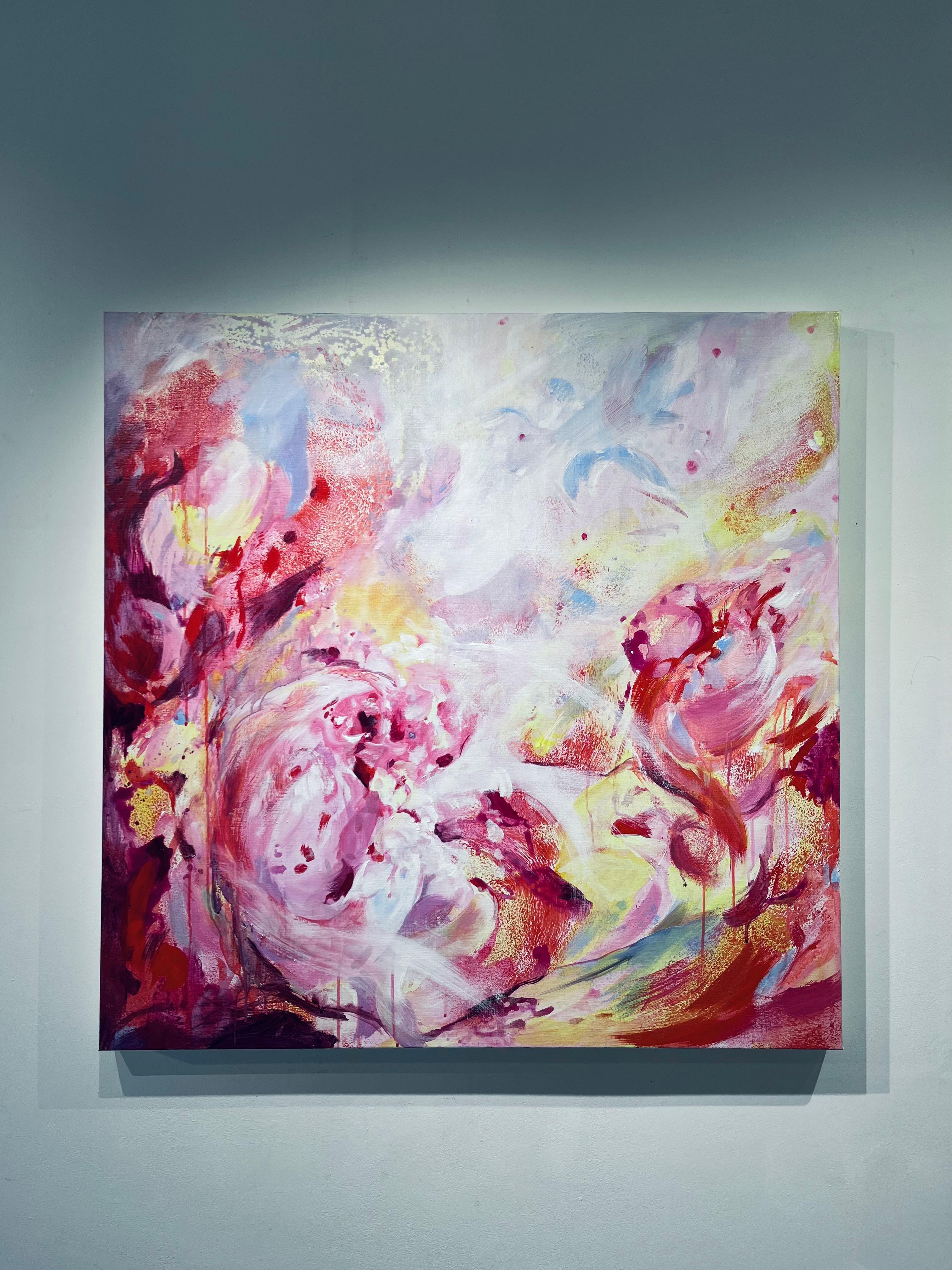 Sonata - belleza floral abstracta original en tonos contemporáneos, arte moderno - Painting de Minna George 