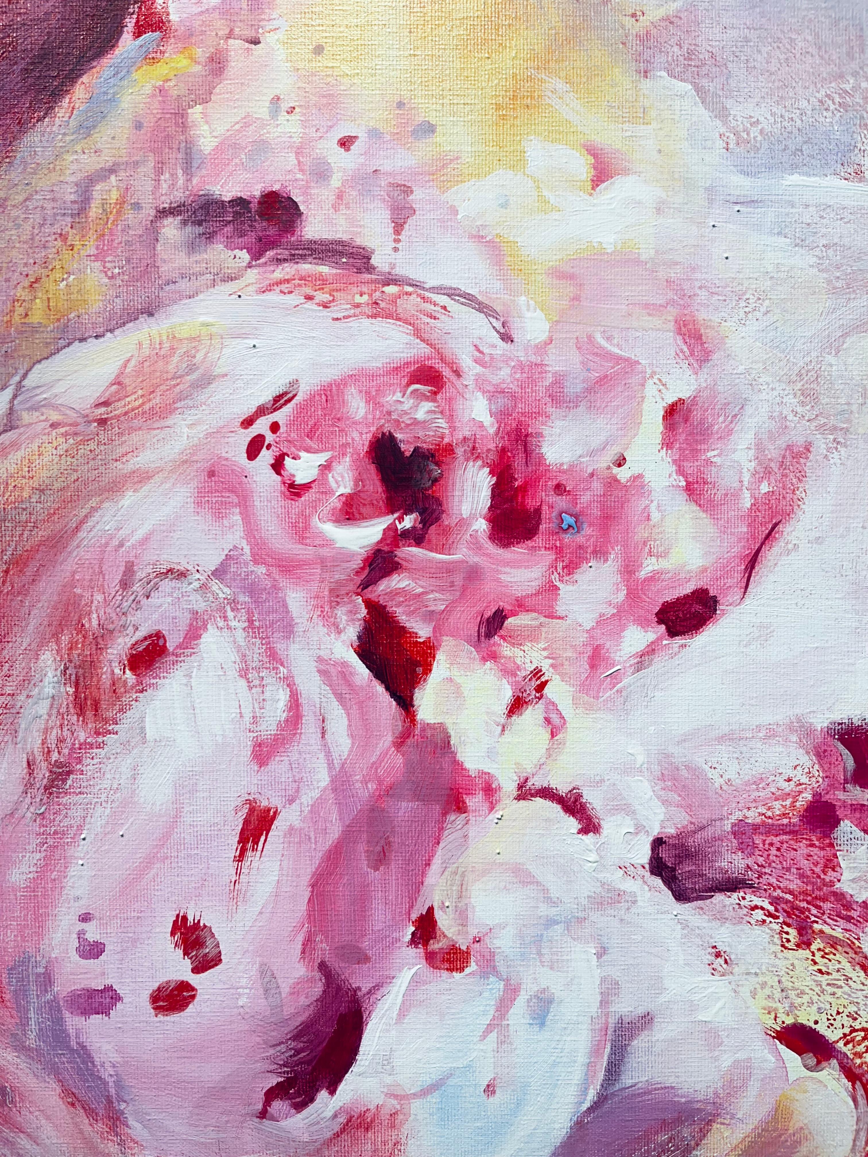Sonata - belleza floral abstracta original en tonos contemporáneos, arte moderno - Abstract Painting Marrón de Minna George 