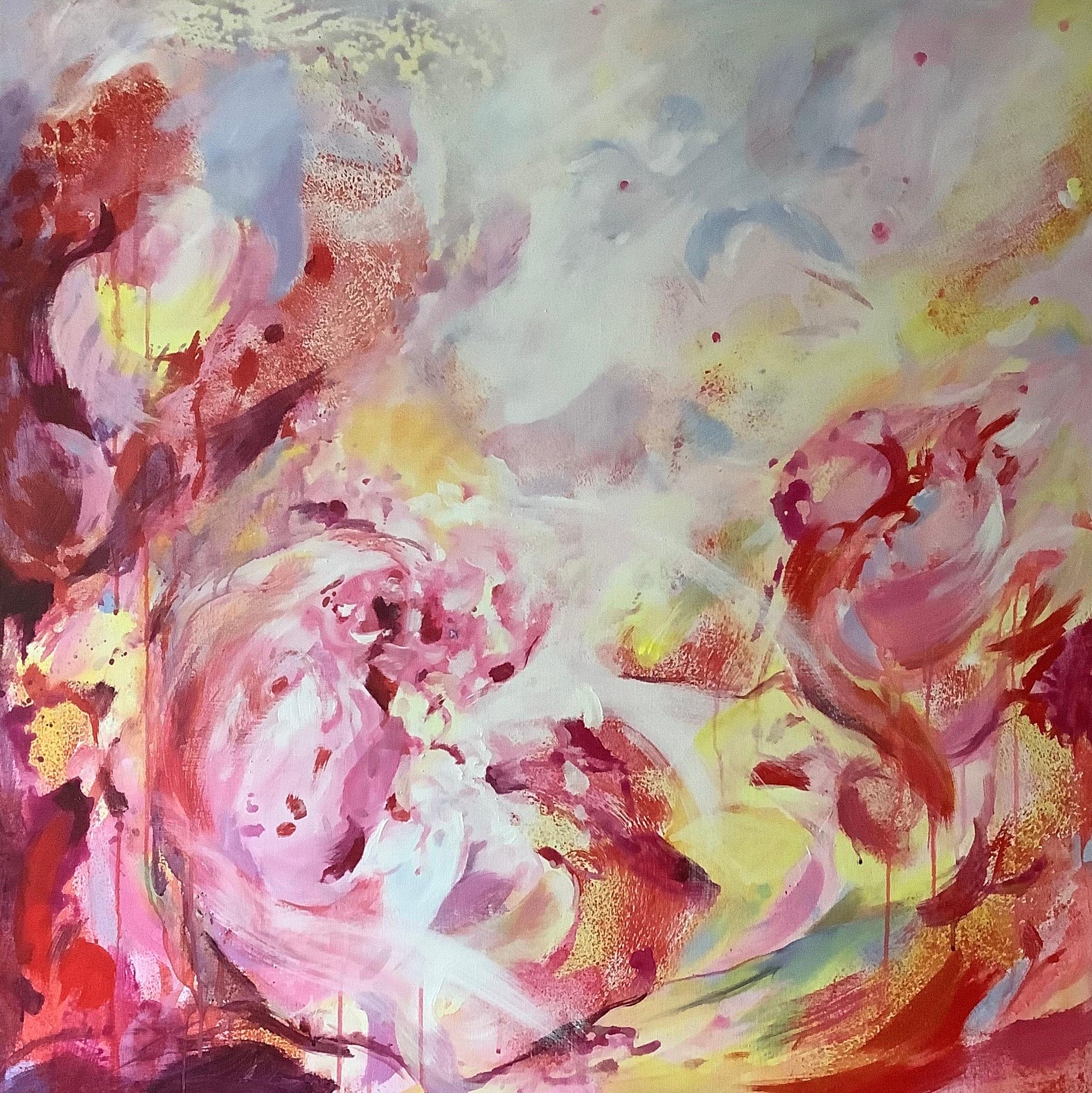 Sonata - original abstract floral beauty in contemporary hues, modern art