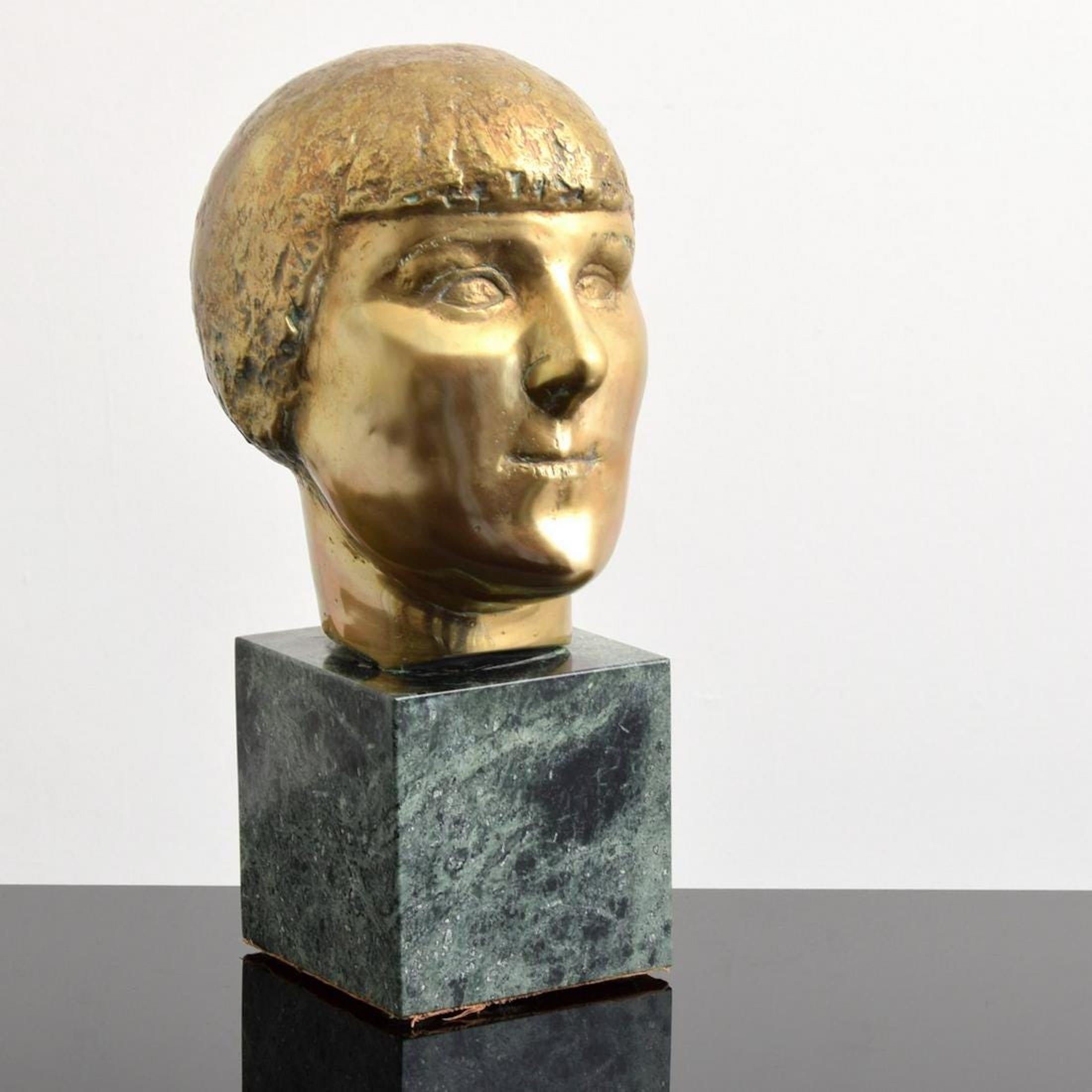 Escultura modernista de bronce Retrato, Gertrude Stein por Minna Harkavy Artista de la WPA en venta 2