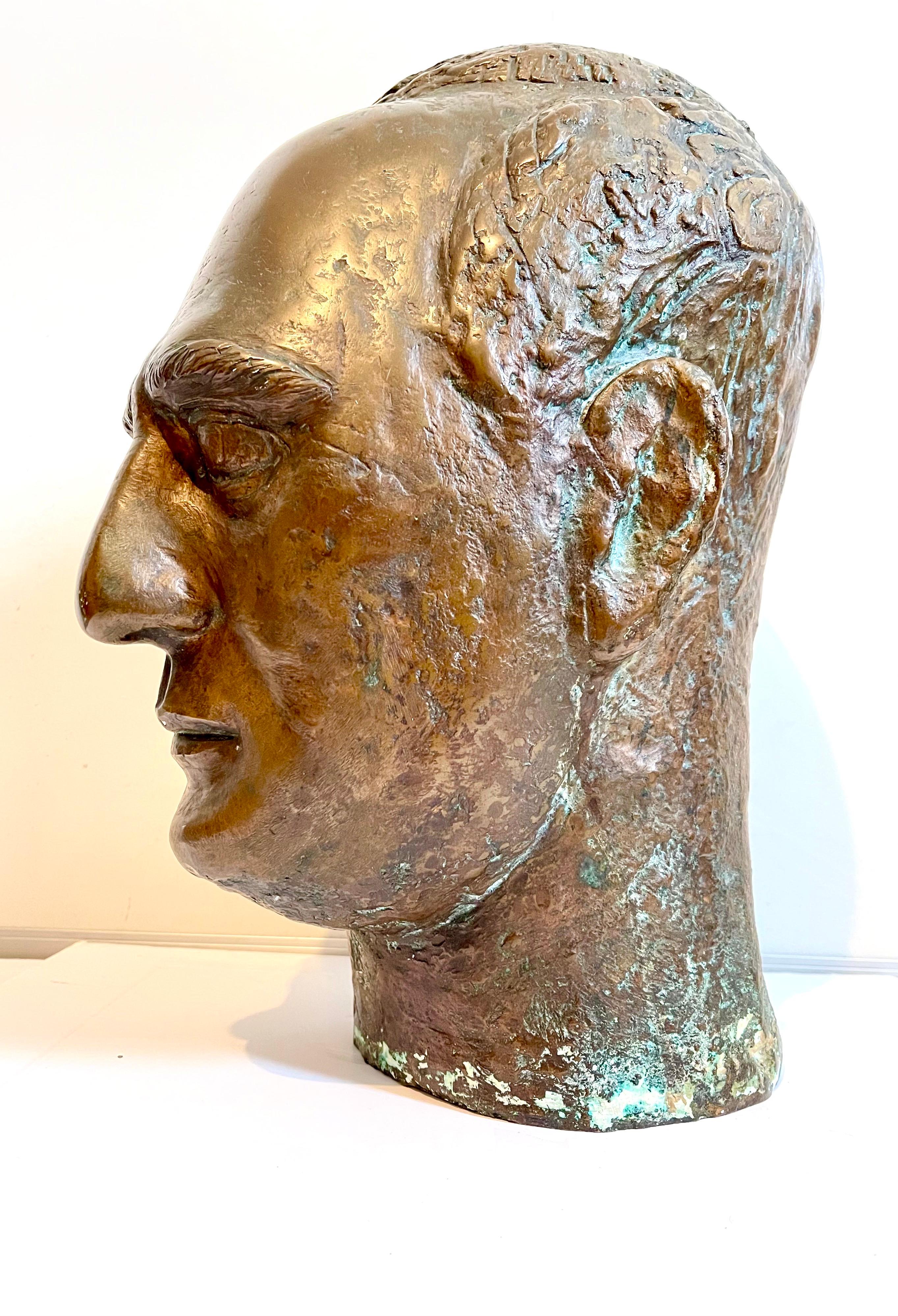 Modernistisches Bronze-Skulpturporträt, Leo Stein von Minna Harkavy, WPA-Künstlerin im Angebot 1