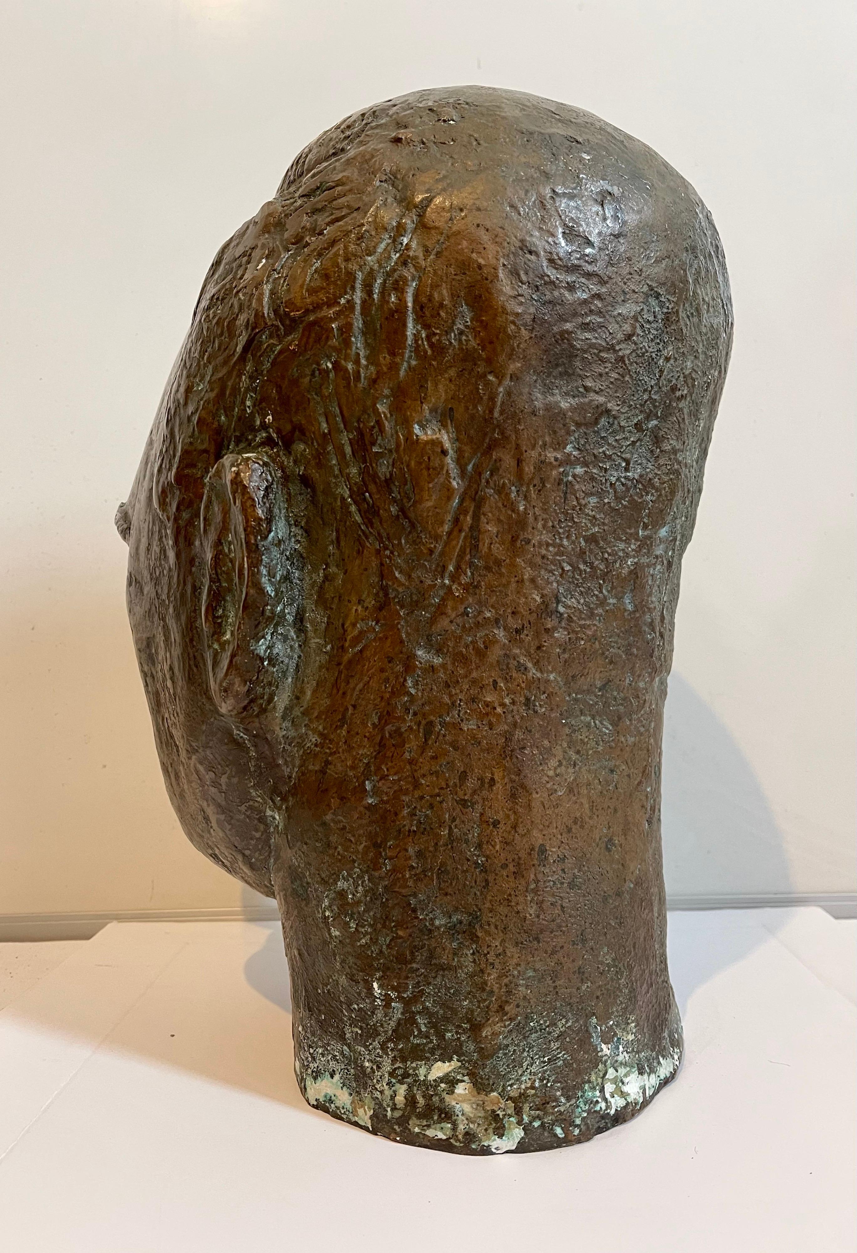 Modernistisches Bronze-Skulpturporträt, Leo Stein von Minna Harkavy, WPA-Künstlerin im Angebot 2